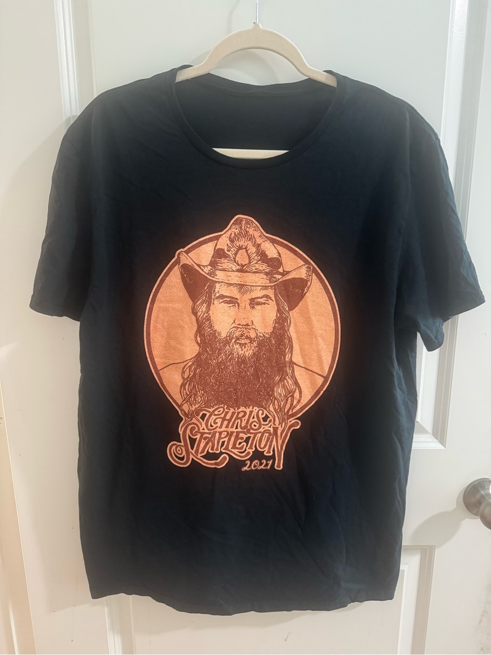 Black Graphic Tee - Black with Orange Print